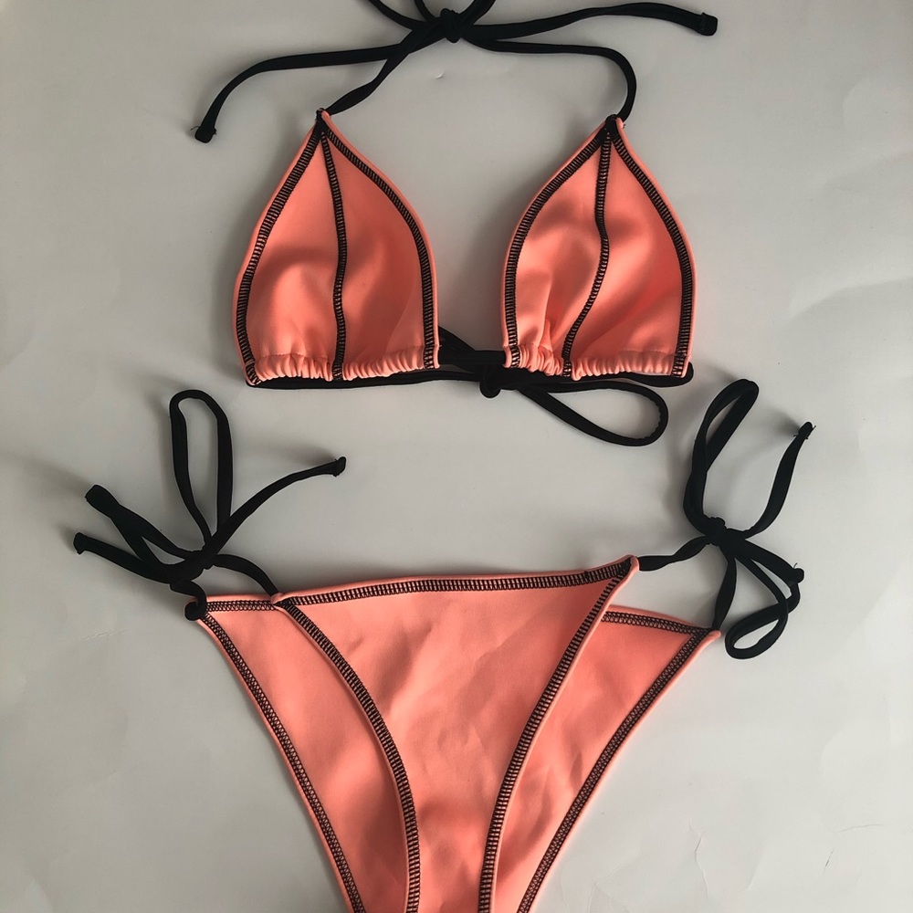Coral Black Medium Bikini